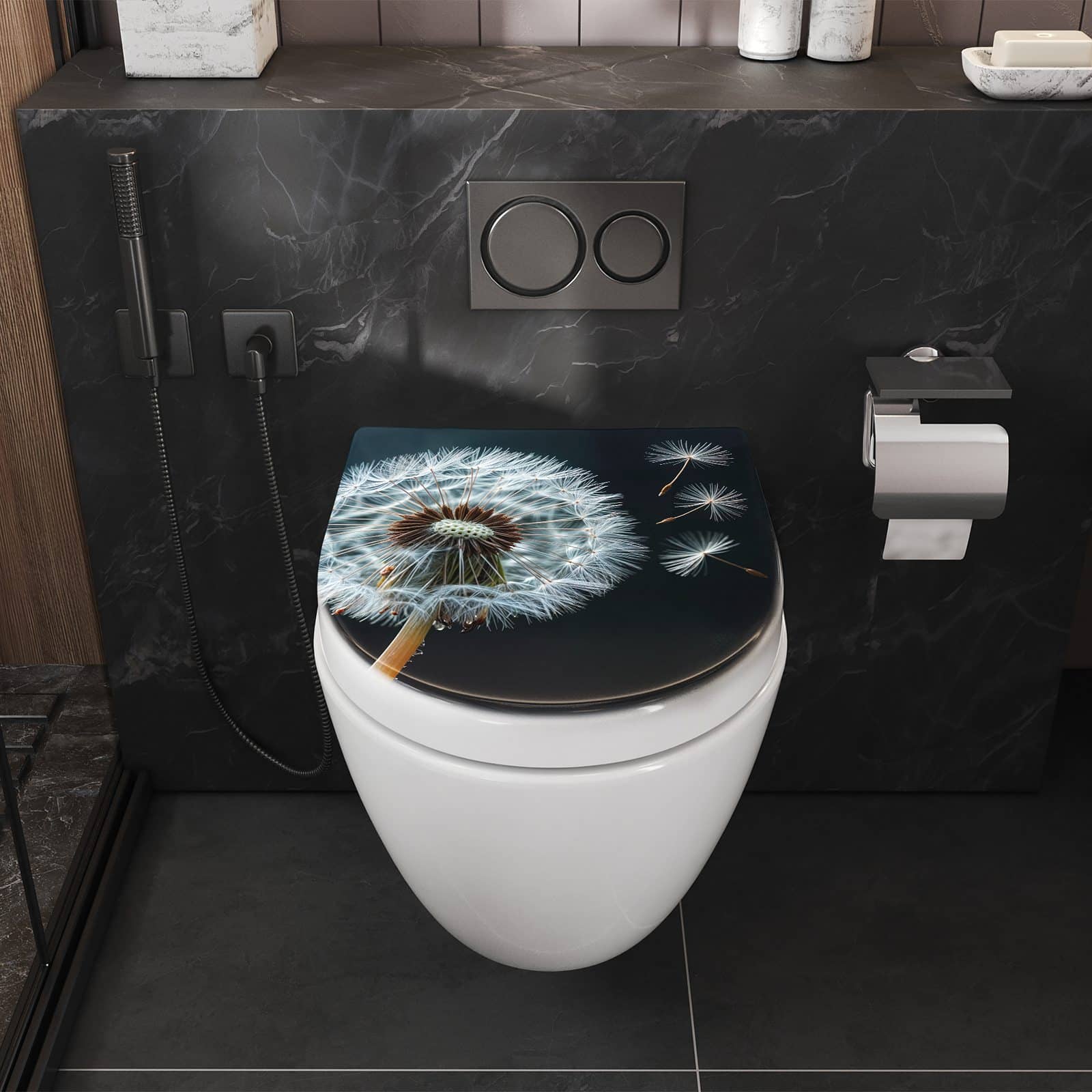 WC-Sitz mit Absenkautomatik Pusteblume bei Wind