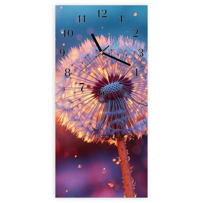 Wanduhr mit dem Motiv Pusteblume im Abendlicht