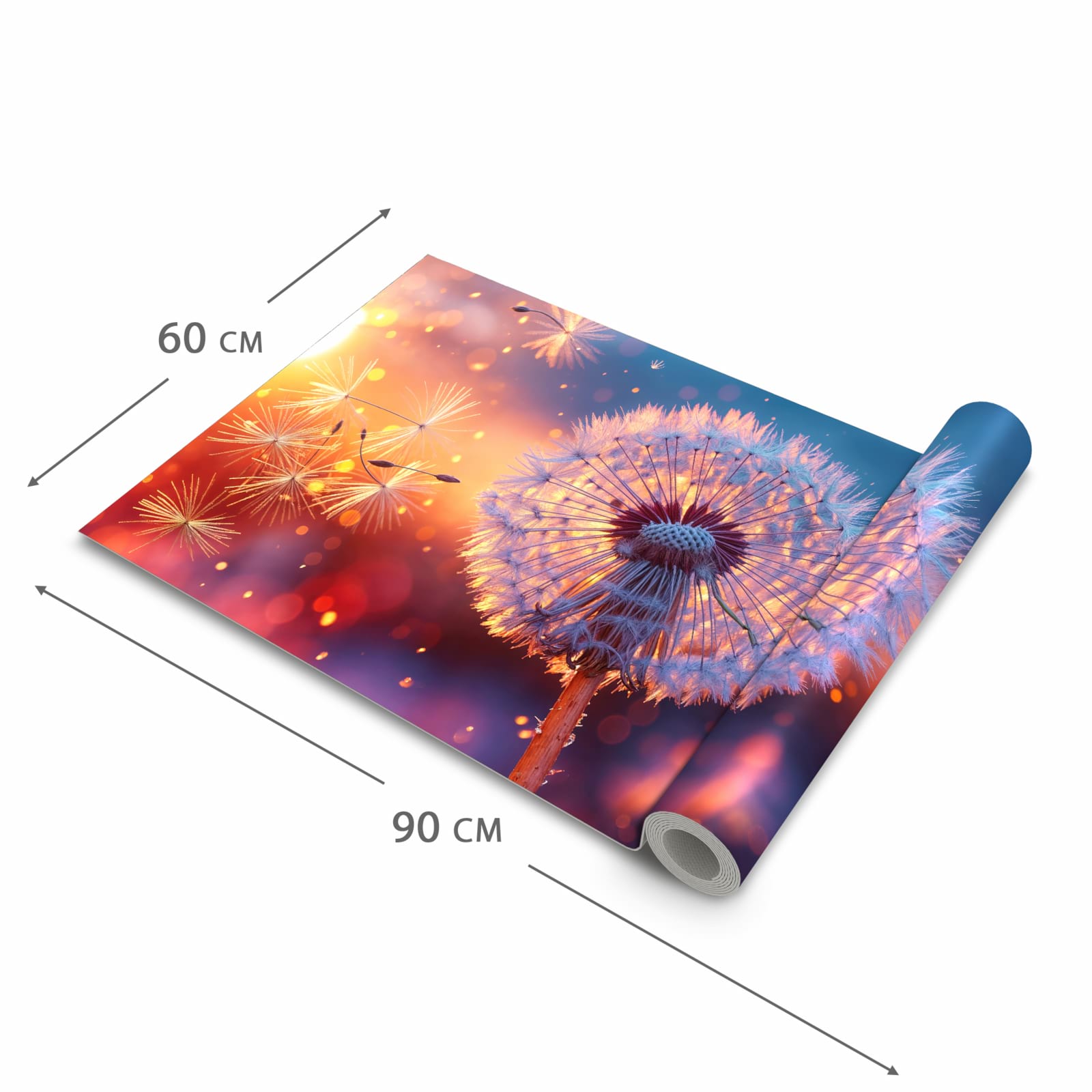 Abriebfester Küchenläufer mit Motiv Pusteblume Sonnenuntergang in der Grösse 90x180 cm