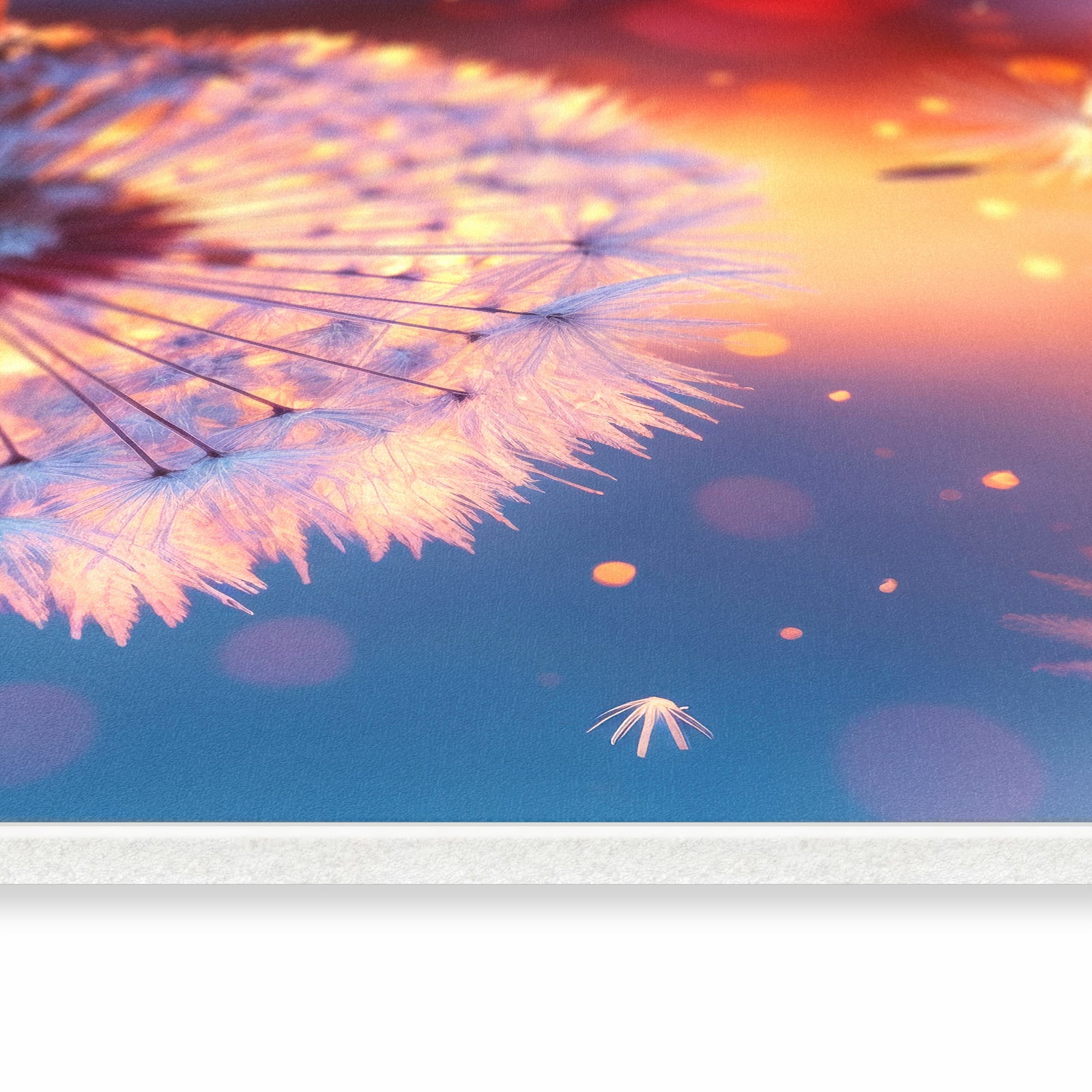 Bodenschonender waschbarer Küchenteppich mit Motiv Pusteblume Sonnenuntergang in seitlicher Ansicht