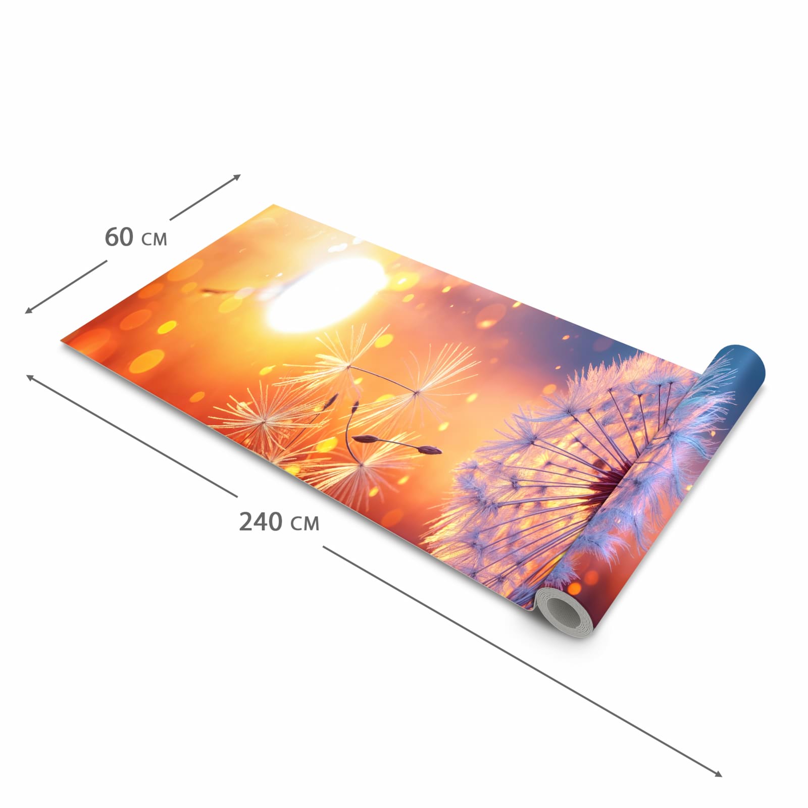 Rutschfester Küchenteppich mit Motiv Pusteblume Sonnenuntergang in der Grösse 80x300 cm für sicheres Aufbewahren