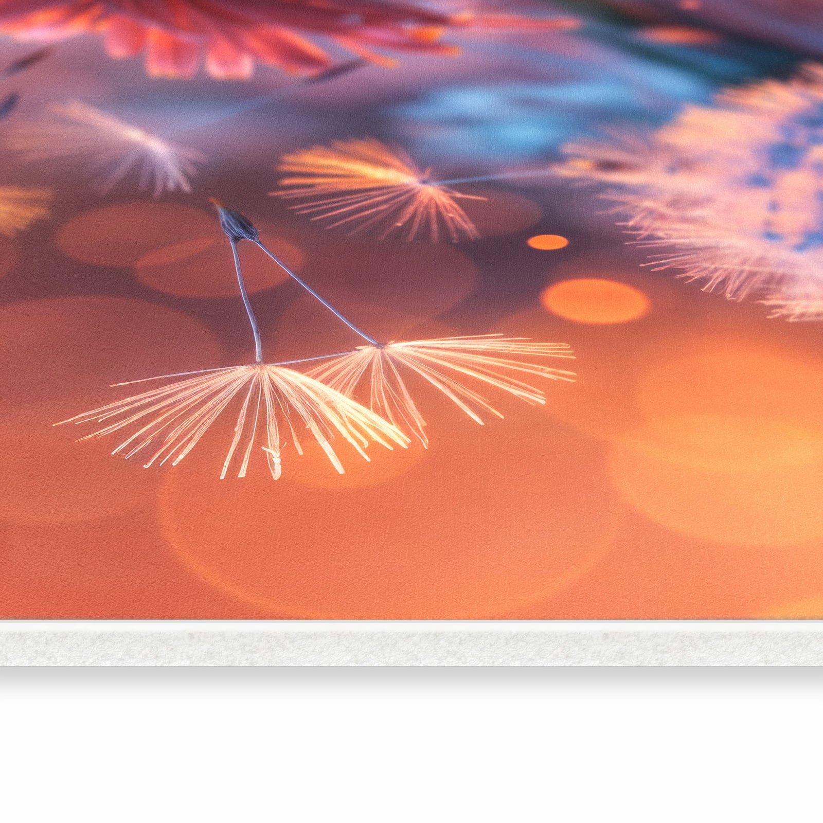 Feuchtigkeitsresistenter rutschfester Küchenteppich mit Motiv Pusteblumenglühen in seitlicher Ansicht