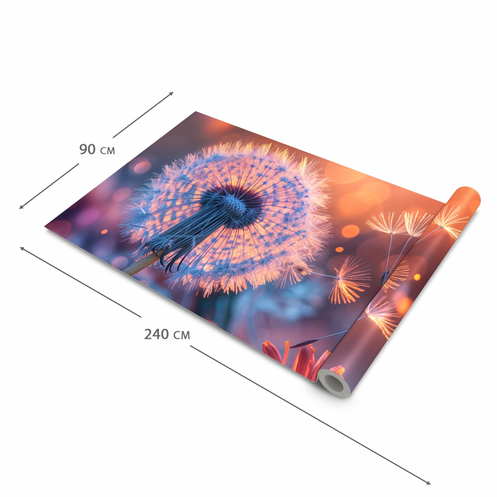 Küchenteppich mit Motiv Pusteblumenglühen in der Grösse 80x300 cm für Ordnung & Übersicht