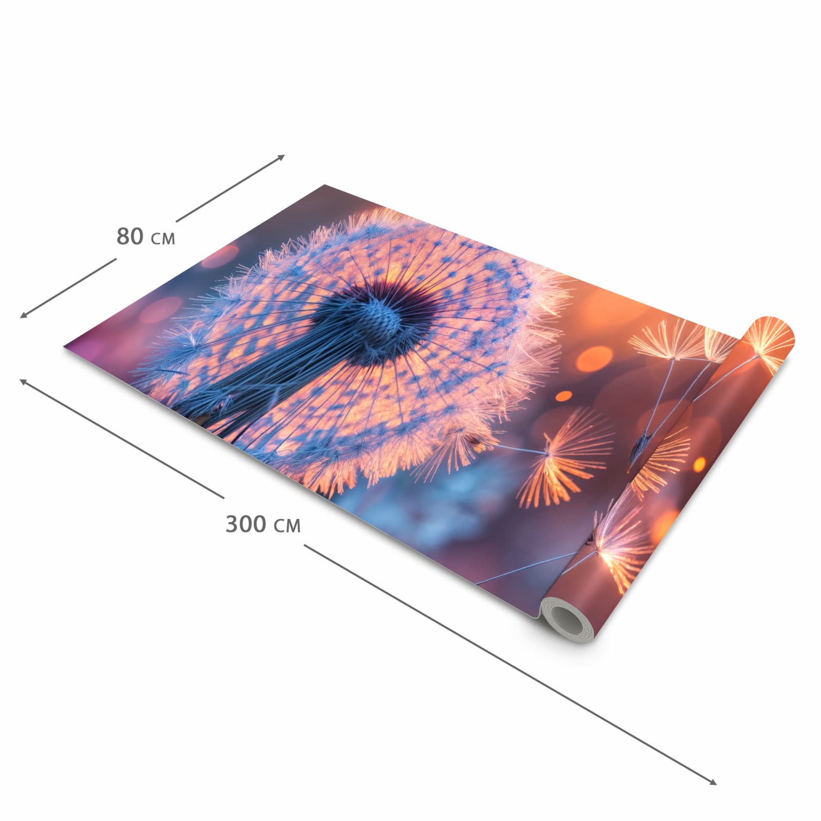 Feuchtigkeitsresistenter Küchenteppich mit Motiv Pusteblumenglühen in der Grösse 80x300 cm