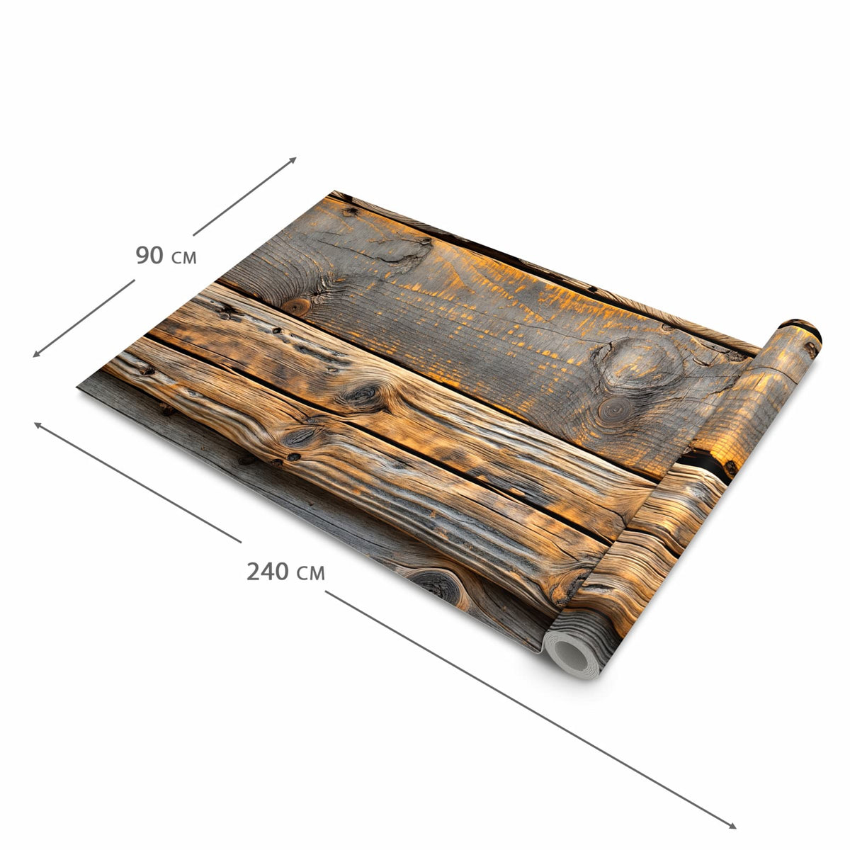 Flacher rutschfester Läufer mit Motiv Holzmuster Planken in der Grösse 80x300 cm