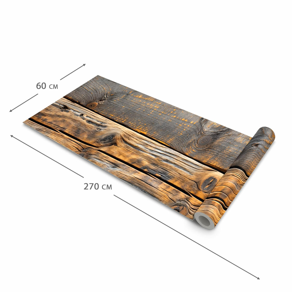 Abriebfester waschbarer Teppich Küche mit Motiv Holzmuster Planken in der Grösse 80x300 cm