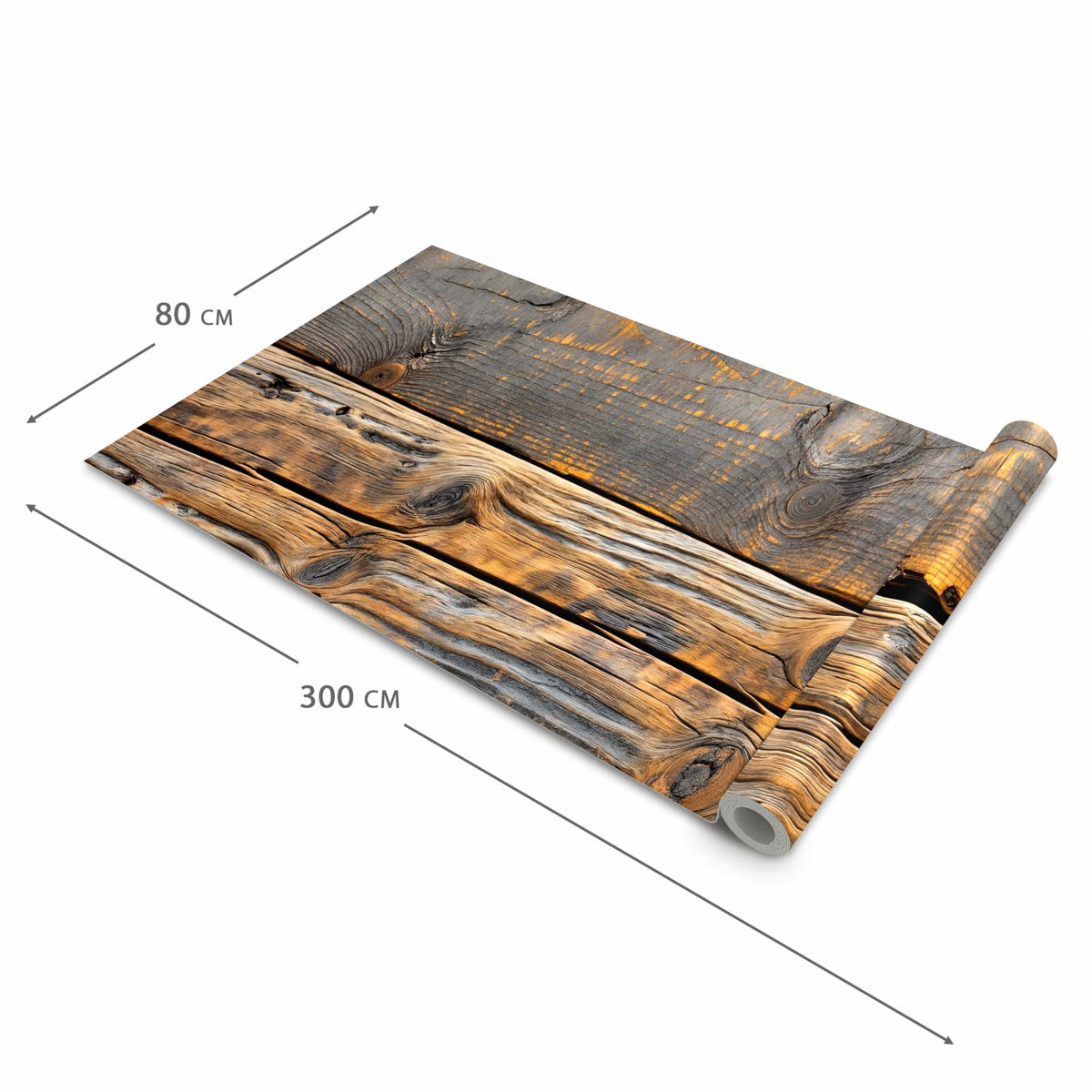 Geruchsneutraler langer Teppich Flur mit Motiv Holzmuster Planken in der Grösse 80x300 cm