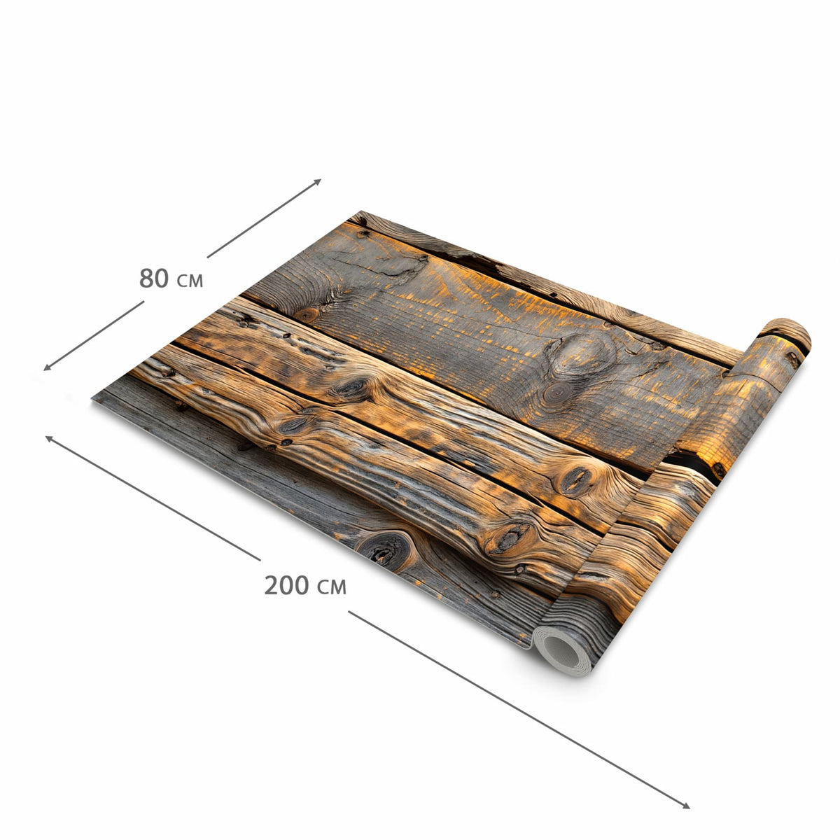Wasserabweisender Teppichläufer für die Küche mit Motiv Holzmuster Planken in der Grösse 80x300 cm