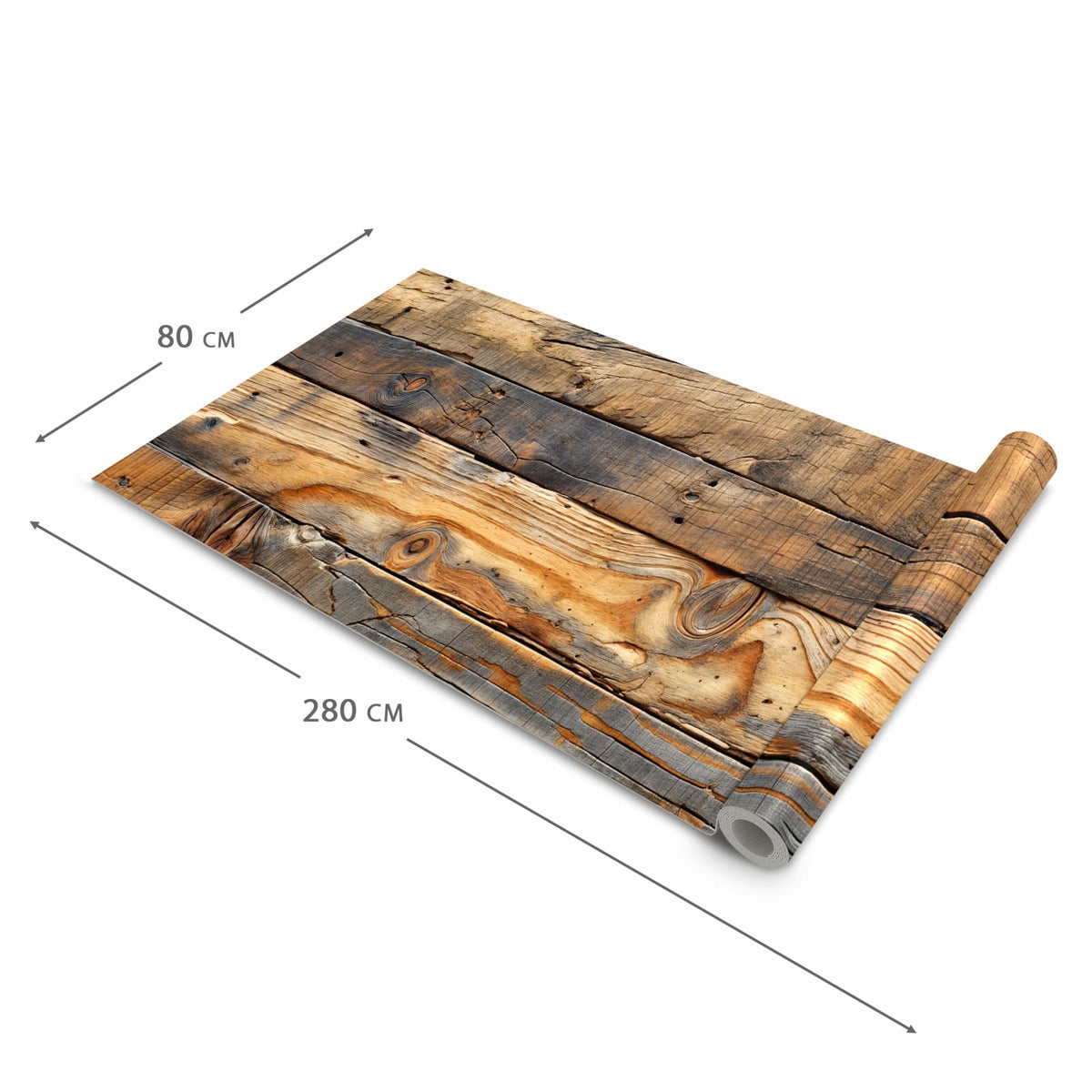 Bodenschonender Küchenteppich mit Motiv Holzwandoptik in der Grösse 80x280 cm