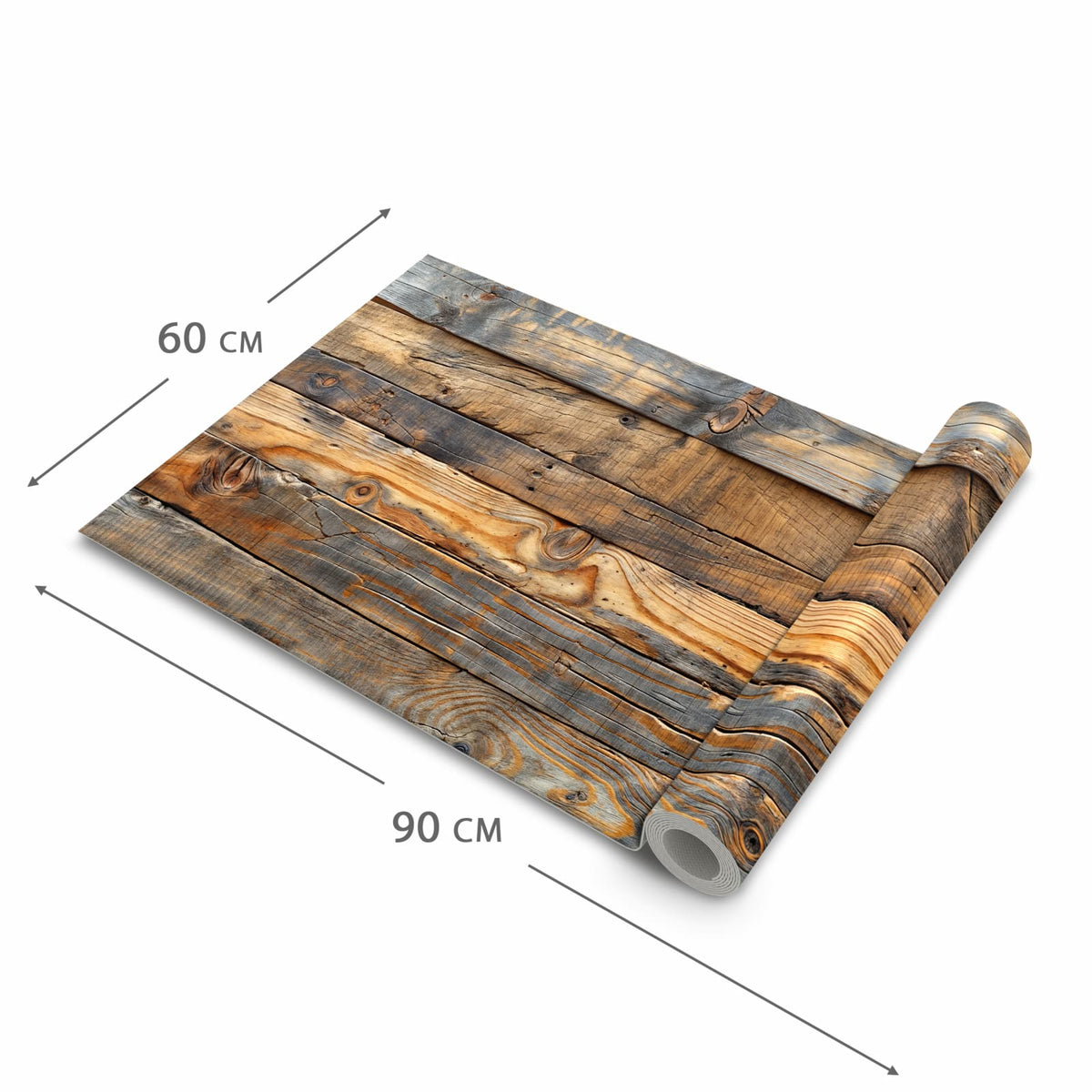 Langlebiger Teppich für Küche mit Motiv Holzwandoptik in der Grösse 80x280 cm