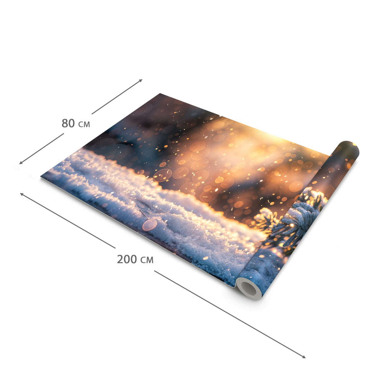 Schmutzabweisender rutschfester Küchenläufer mit Motiv Winterzweig Schnee in der Größe 80x280 cm