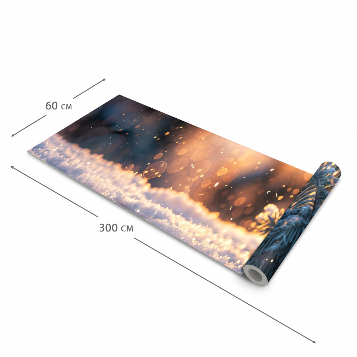 Wasserabweisender Küchenläufer mit Motiv Winterzweig Schnee in der Grösse 80x280 cm