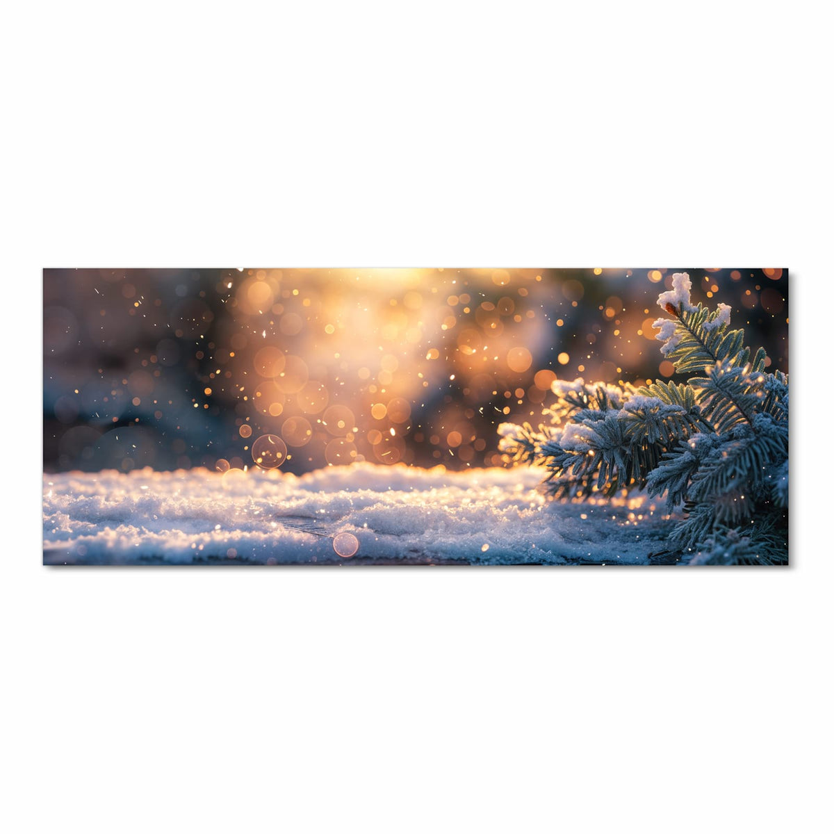 Langlebiger waschbarer Küchenteppich mit Motiv Winterzweig Schnee in Frontansicht