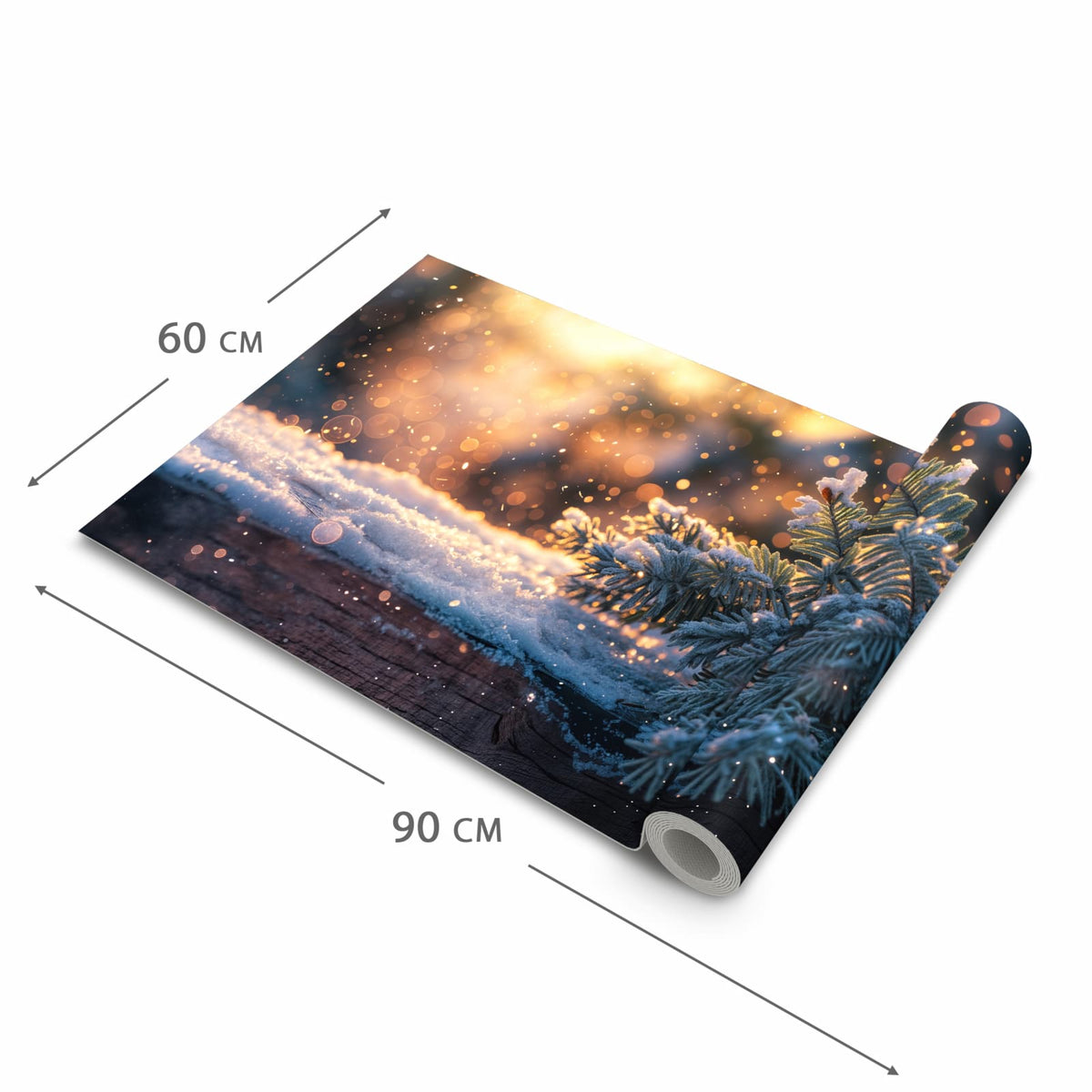 Fleckenresistenter rutschfester Küchenläufer mit Motiv Winterzweig Schnee in der Größe 80x280 cm