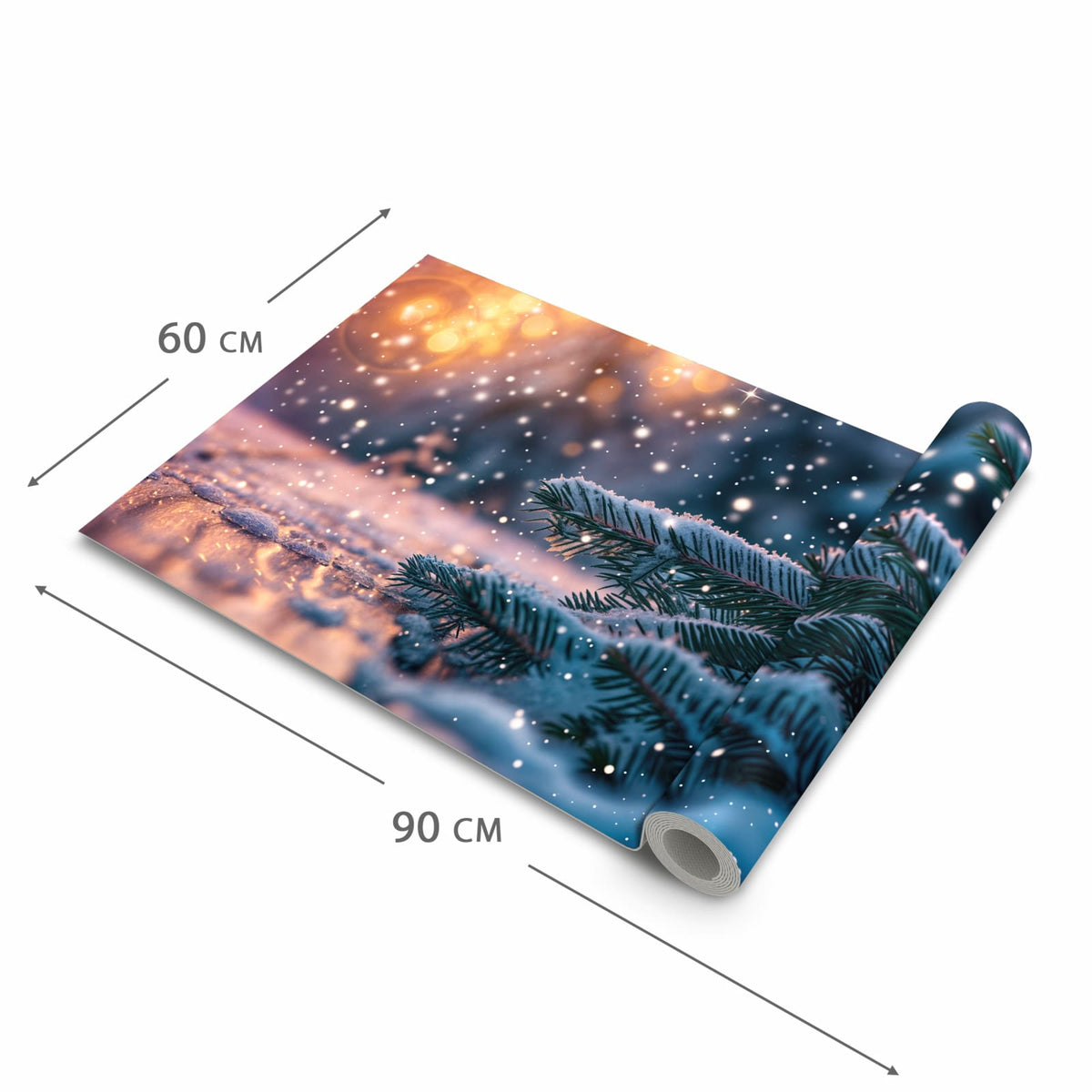 Feuchtigkeitsresistenter Küchenteppich mit Motiv Winterzauber in der Grösse 80x250 cm