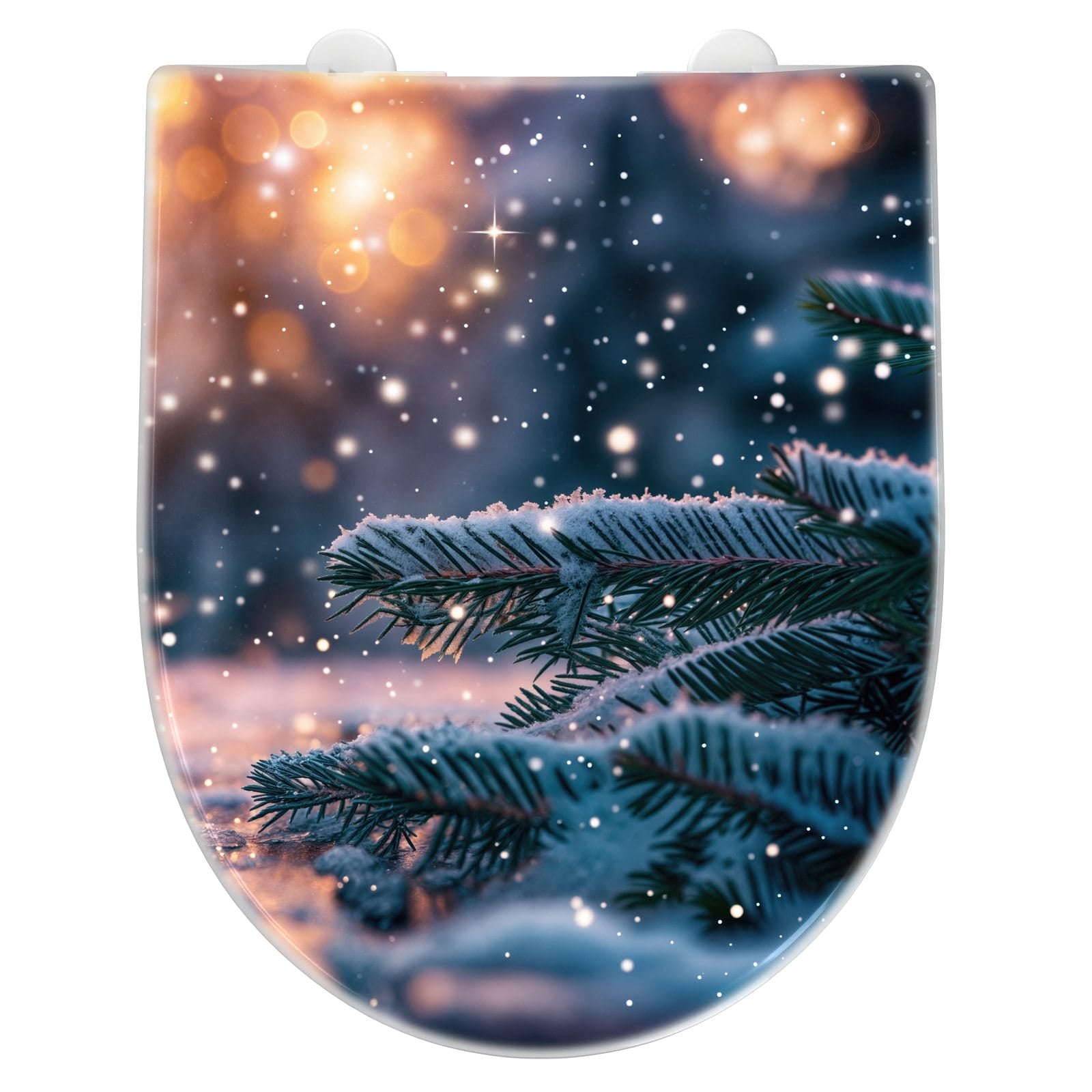 UV-beständiger WC-Deckel mit Absenkautomatik und Motiv Winterzauber von vorne