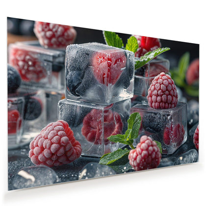 Wandbild mit dem Motiv Beeren im Eisblock