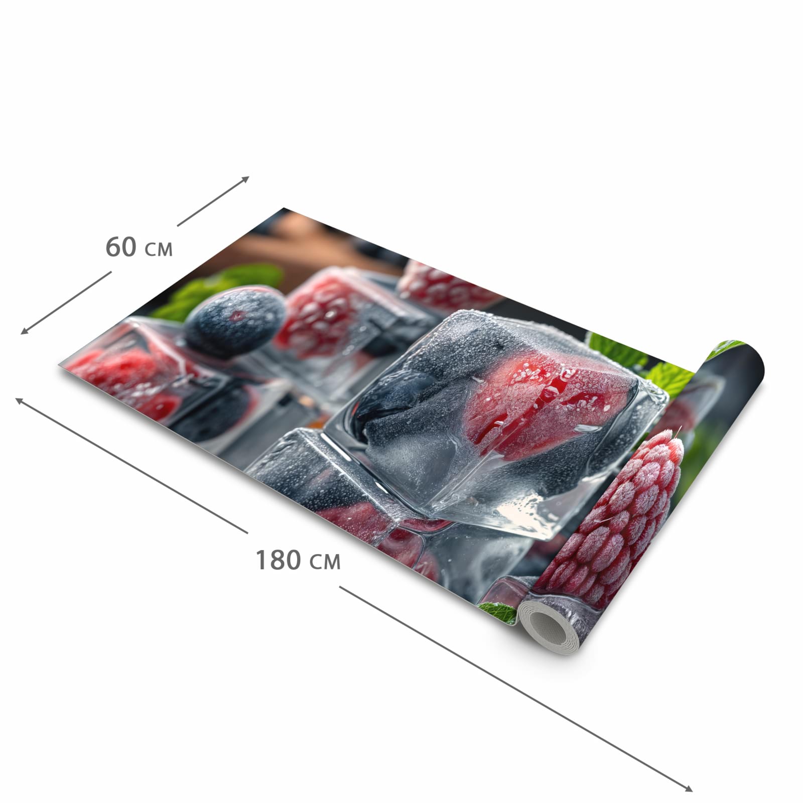 Langlebiger Küchenläufer mit Motiv Beeren von Gefrorene in der Grösse 80x200 cm