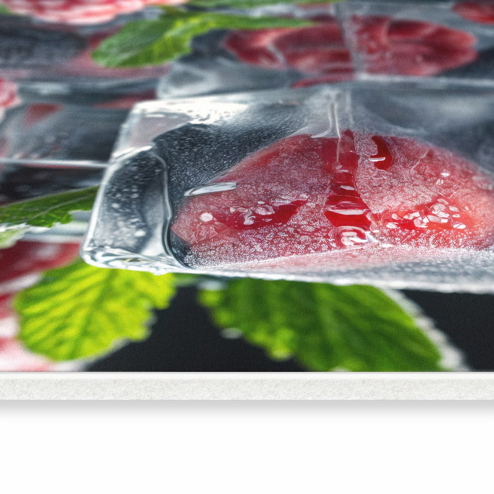 Pflegeleichter waschbarer Teppich fürs Esszimmer mit Motiv Beeren von Gefrorene in seitlicher Ansicht