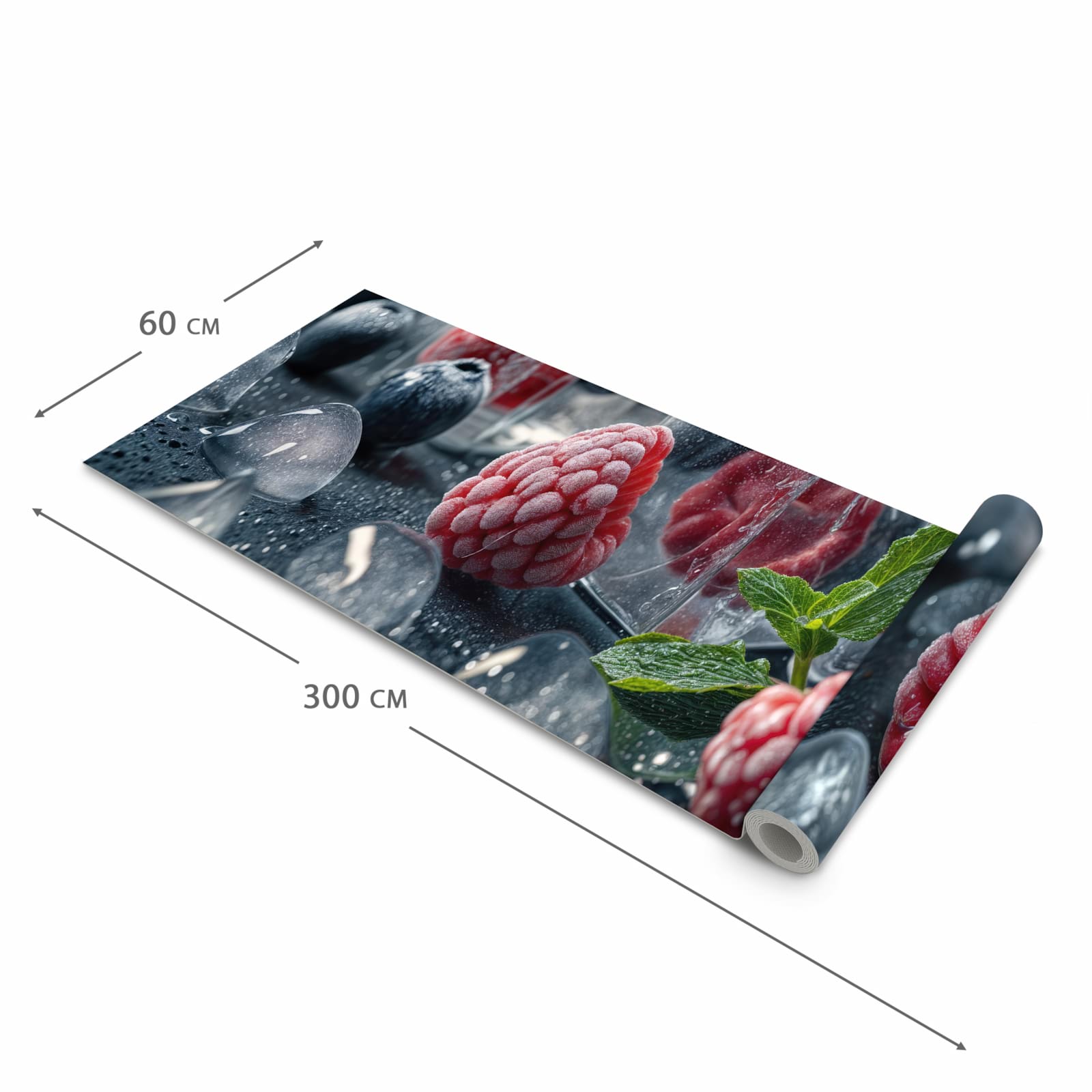 Bodenschonender Küchenteppich mit Motiv Beeren von Gefrorene in der Grösse 80x200 cm