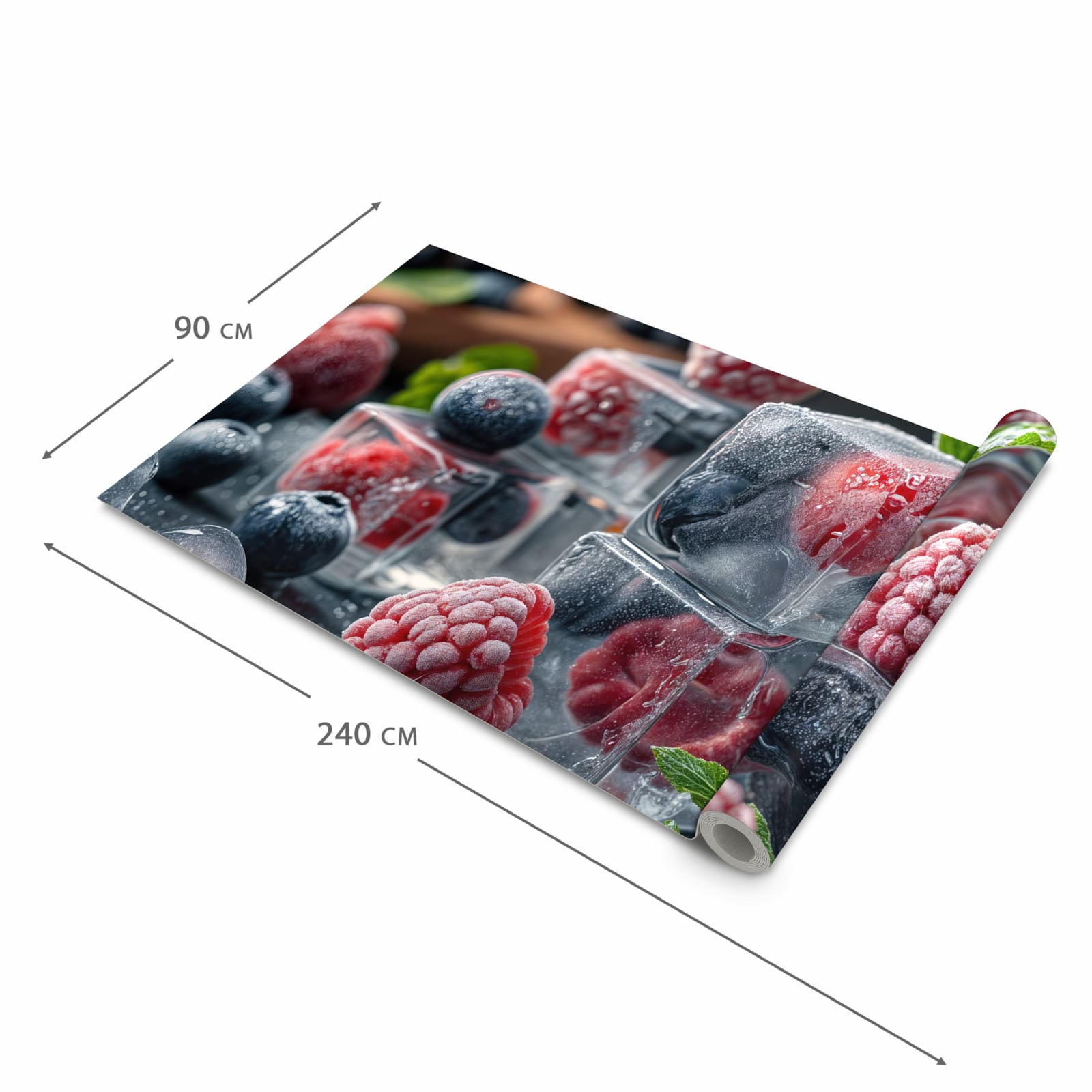 Geräuschdämpfender Küchenläufer mit Motiv Beeren von Gefrorene in der Grösse 80x250 cm