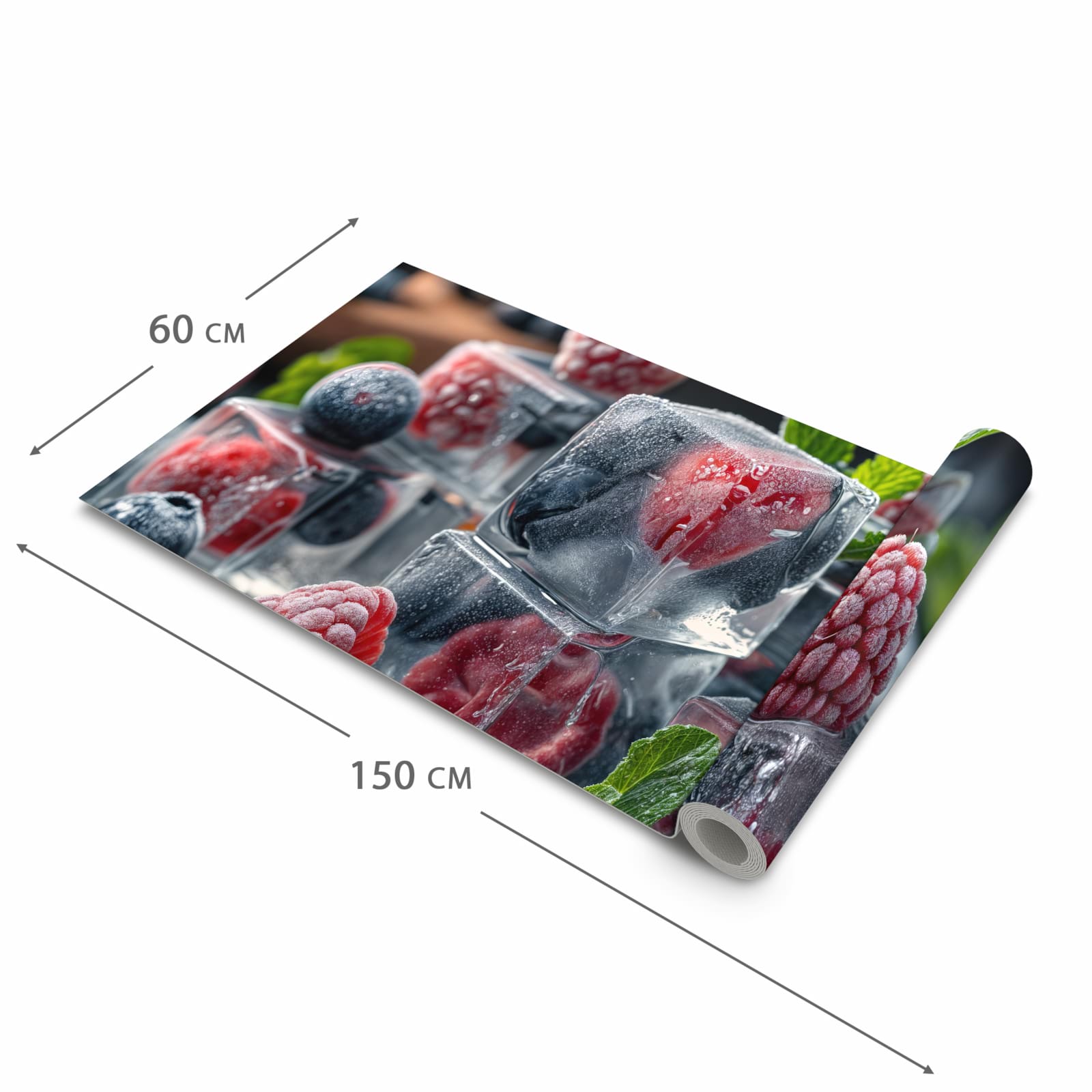 Waschbarer Küchenteppich mit Motiv Beeren von Gefrorene in der Größe 80x200 cm