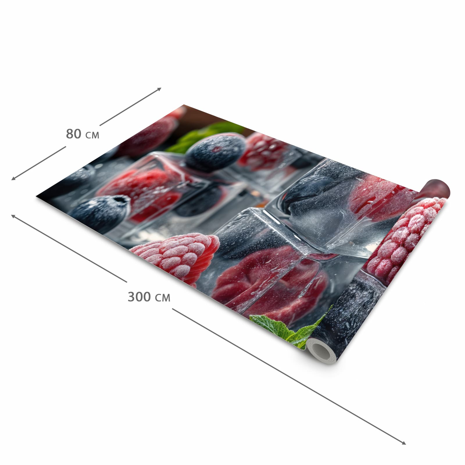 Küchenteppich mit Motiv Beeren von Gefrorene in der Grösse 80x250 cm für sicheres Aufbewahren