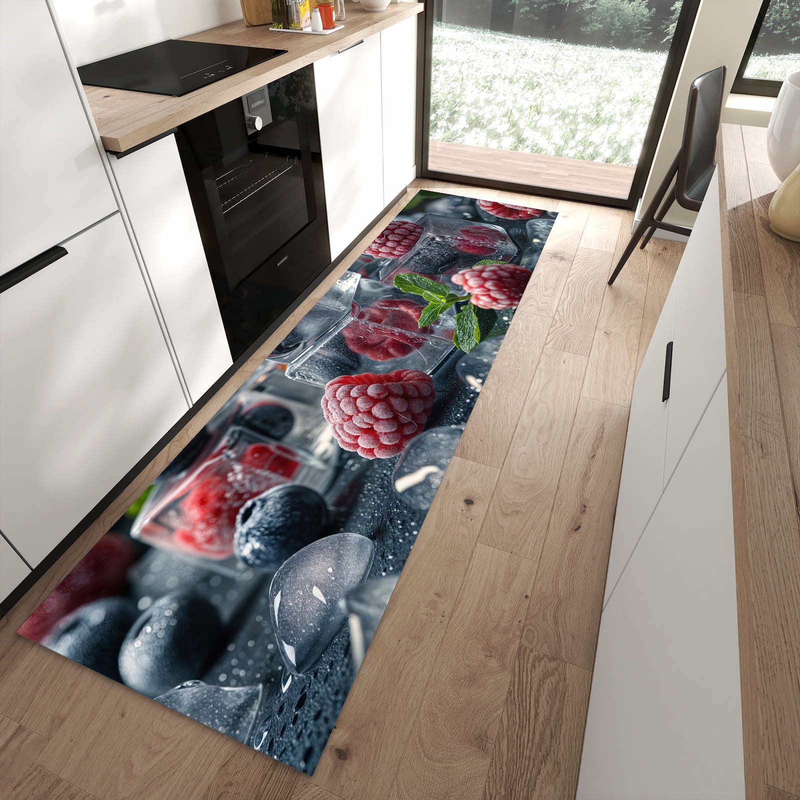 Küchenteppich mit Motiv Beeren von Gefrorene für angenehme Haptik in moderner Küche