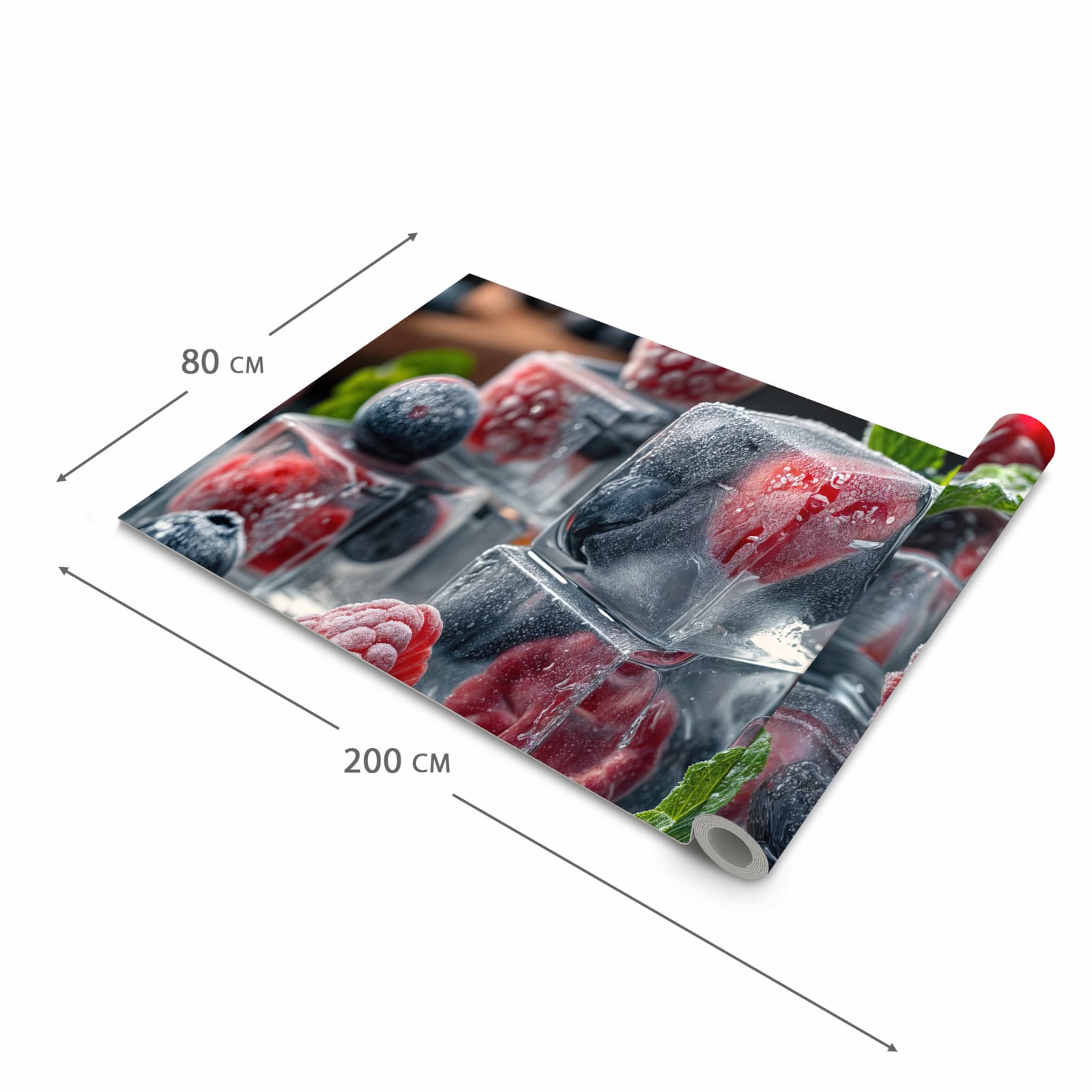 Bodenschonender Küchenteppich mit Motiv Beeren von Gefrorene in der Grösse 80x250 cm