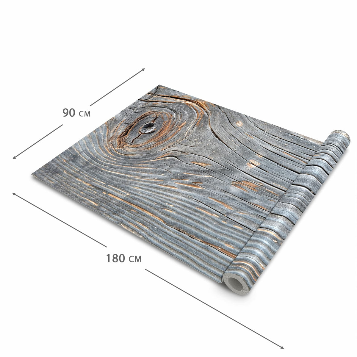 Rutschhemmender dünner Teppich mit Motiv Holzstruktur Vintage in der Grösse 80x250 cm