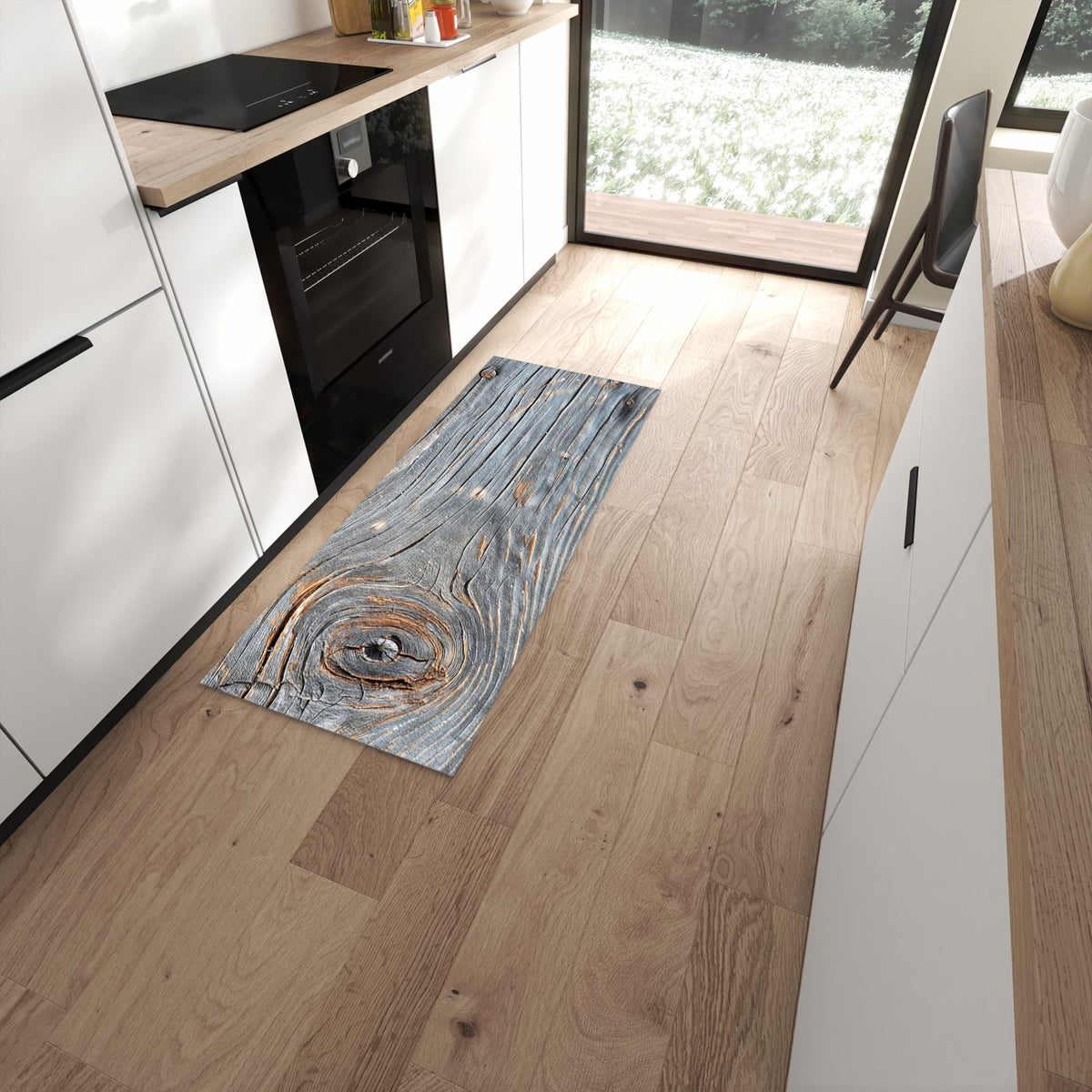 Hygienischer großer Küchenteppich mit Motiv Holzstruktur Vintage in moderner Küche #grösse_60 x 150 cm