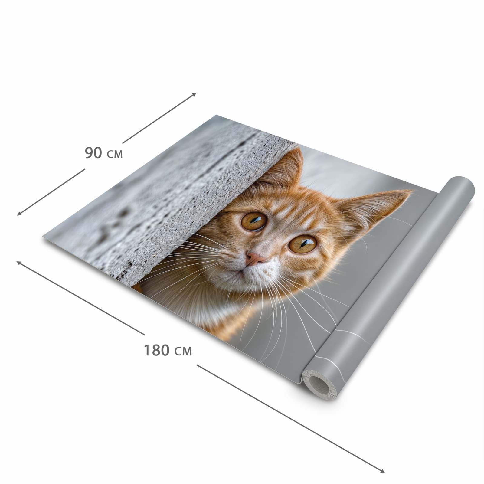 Zeitsparender Küchenläufer mit Motiv Neugierige Katze in der Grösse 80x250 cm