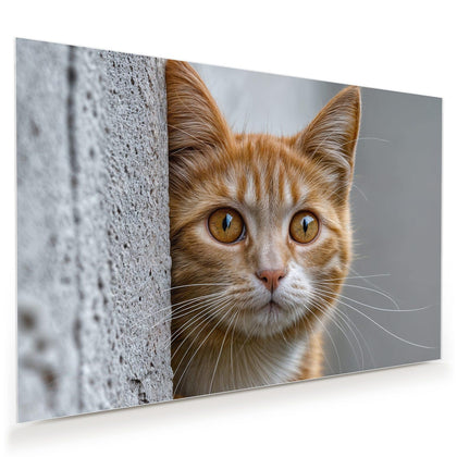 Wandbild mit dem Motiv Katze hinter der Mauer