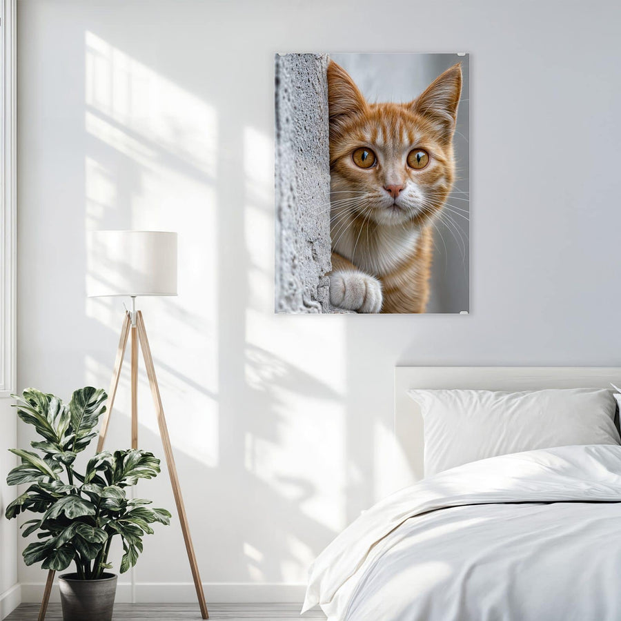 Maße Wandbild - Katze hinter der Mauer - Hochformat