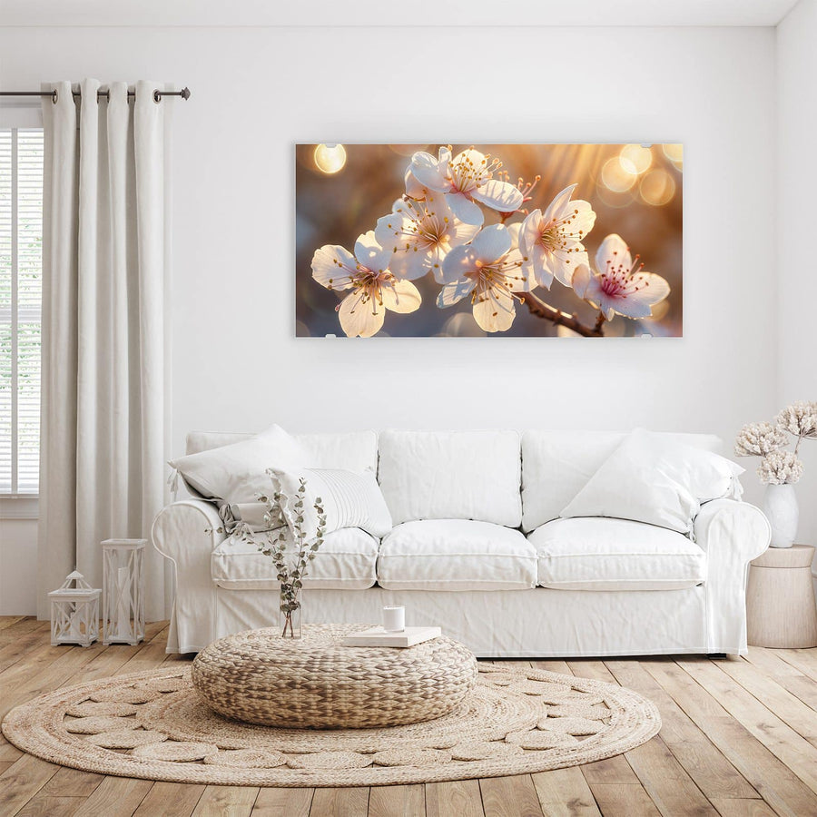 Maße Wandbild - Goldene Kirschblüten - Querformat