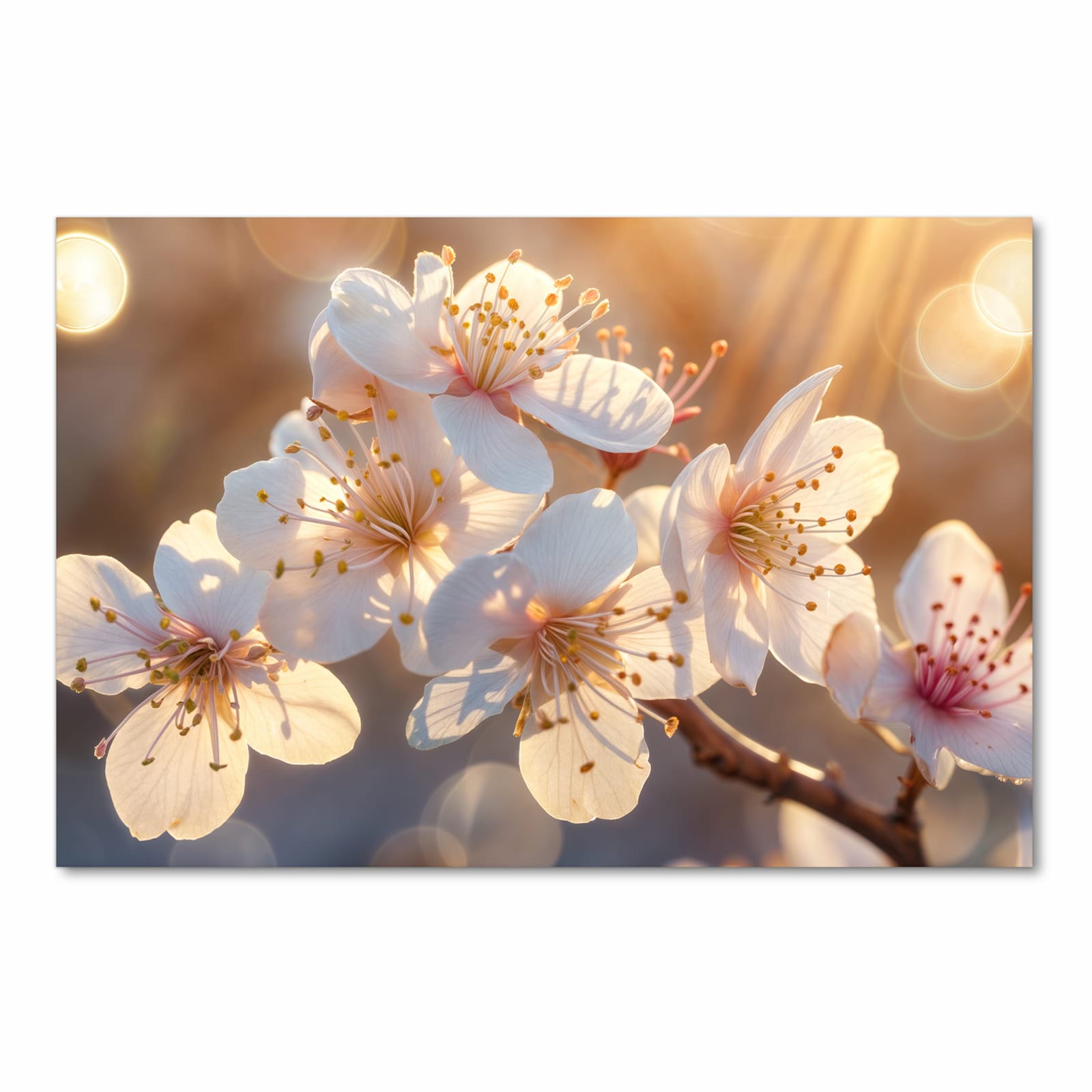 Strapazierfähiger waschbarer Küchenläufer mit Motiv Blumen im Sonnenlicht in Frontansicht