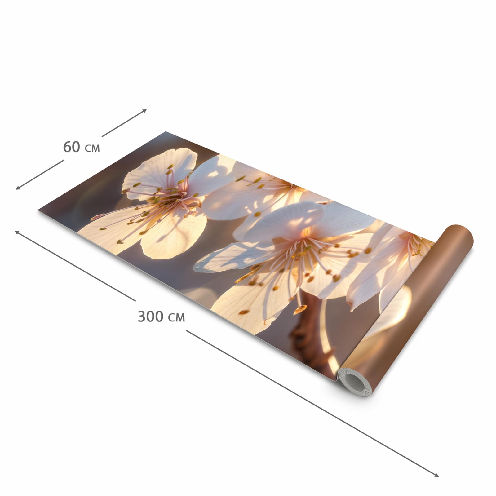 Langlebiger rutschfester Küchenläufer mit Motiv Blumen im Sonnenlicht in der Grösse 80x200 cm