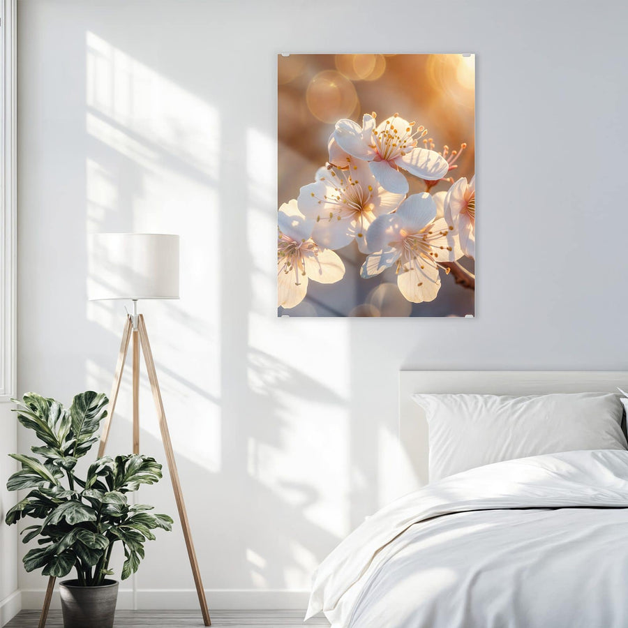 Maße Wandbild - Goldene Kirschblüten - Hochformat