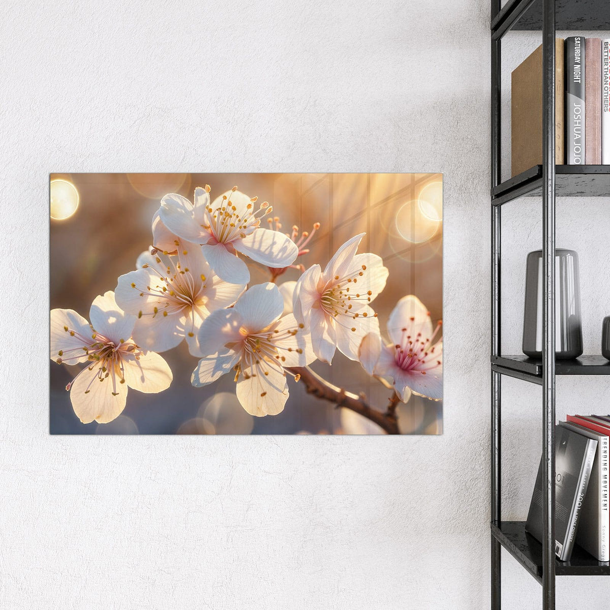 Magnettafel - Goldene Kirschblüten – Weiße Kirschblüten im goldenen Licht