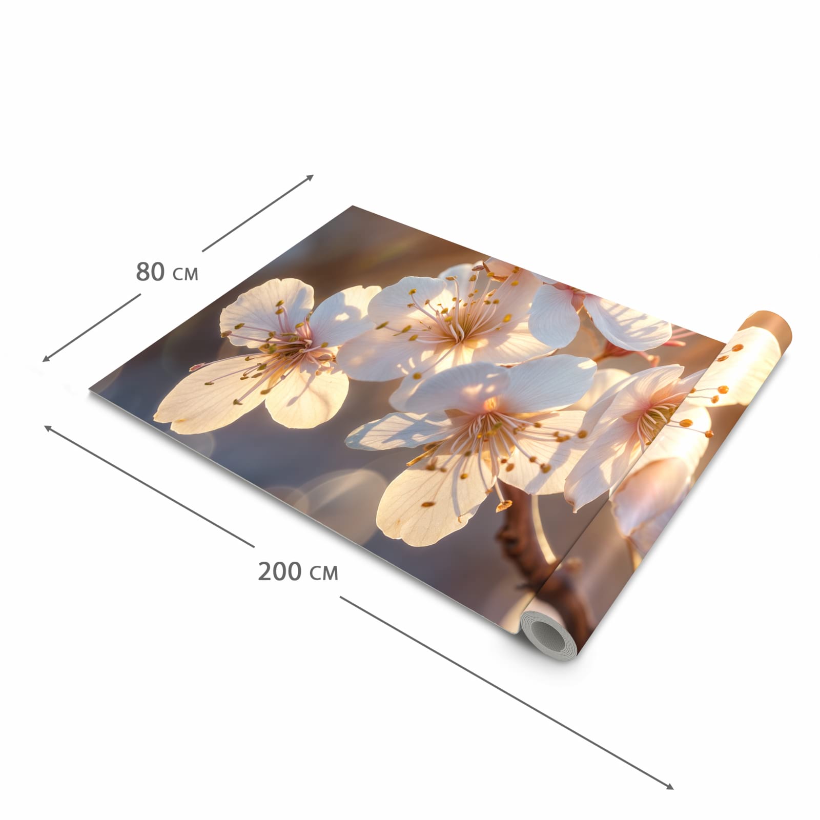 Pflegeleichter waschbarer Küchenläufer mit Motiv Blumen im Sonnenlicht in der Grösse 80x200 cm