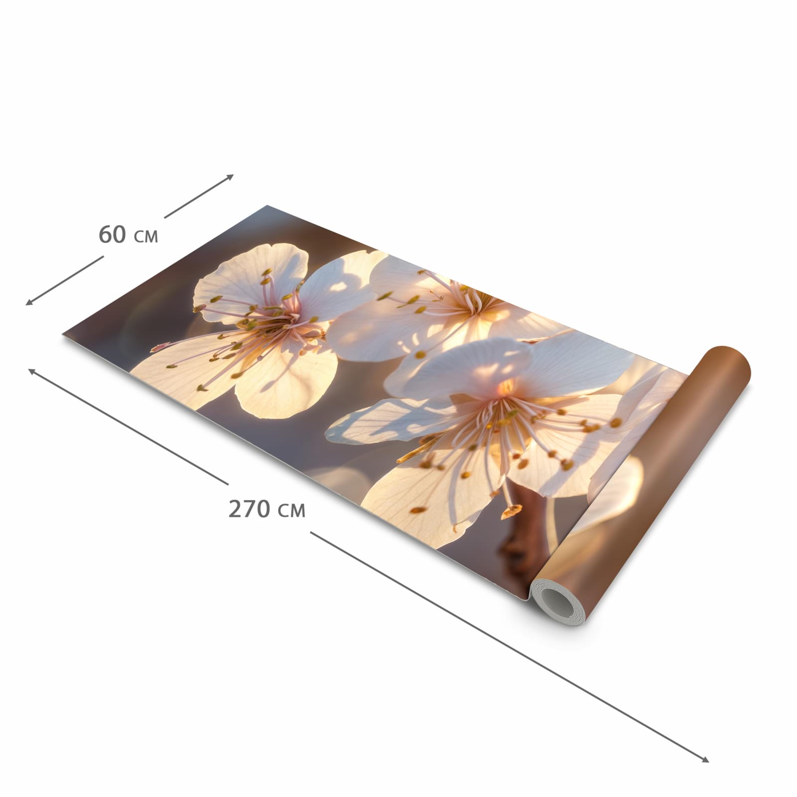 Geruchsneutraler rutschfester Küchenläufer mit Motiv Blumen im Sonnenlicht in der Grösse 80x200 cm