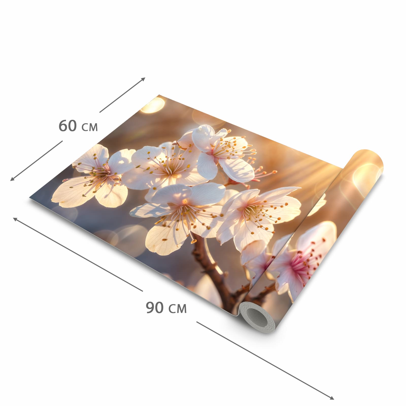 Flacher rutschfester Küchenläufer mit Motiv Blumen im Sonnenlicht in der Grösse 80x200 cm