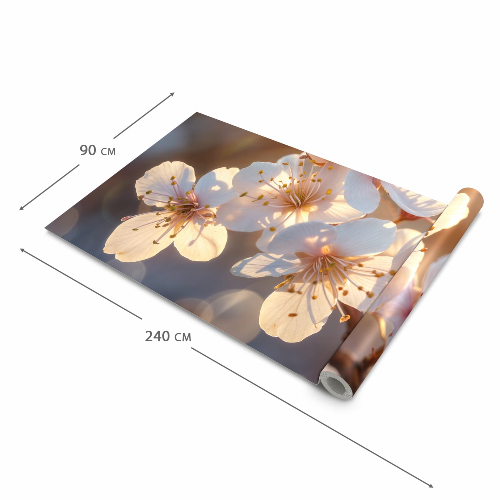 Hygienischer moderner Küchenläufer mit Motiv Blumen im Sonnenlicht in der Grösse 80x200 cm