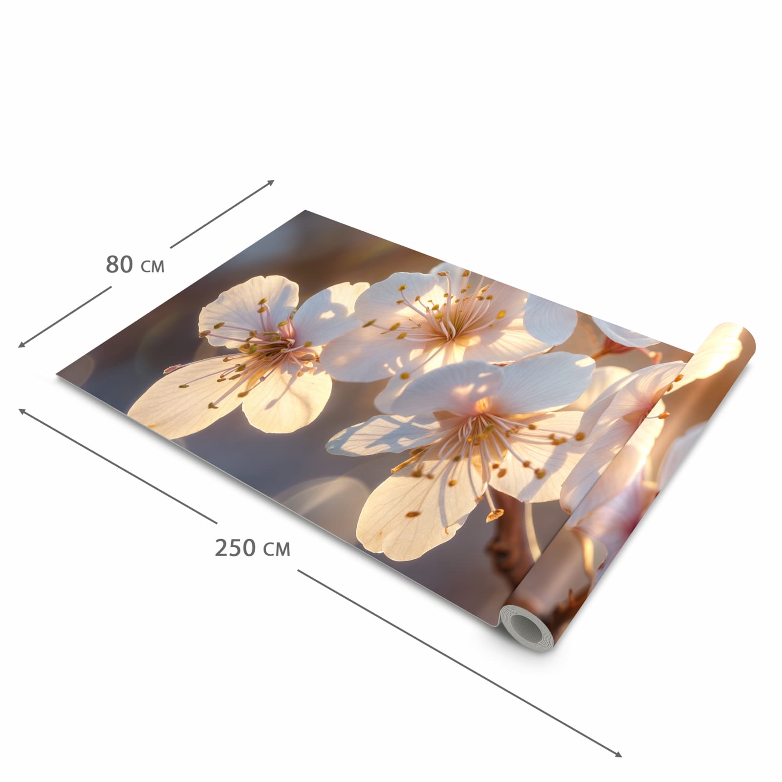 Komfortabler rutschfester Küchenläufer mit Motiv Blumen im Sonnenlicht in der Größe 80x200 cm