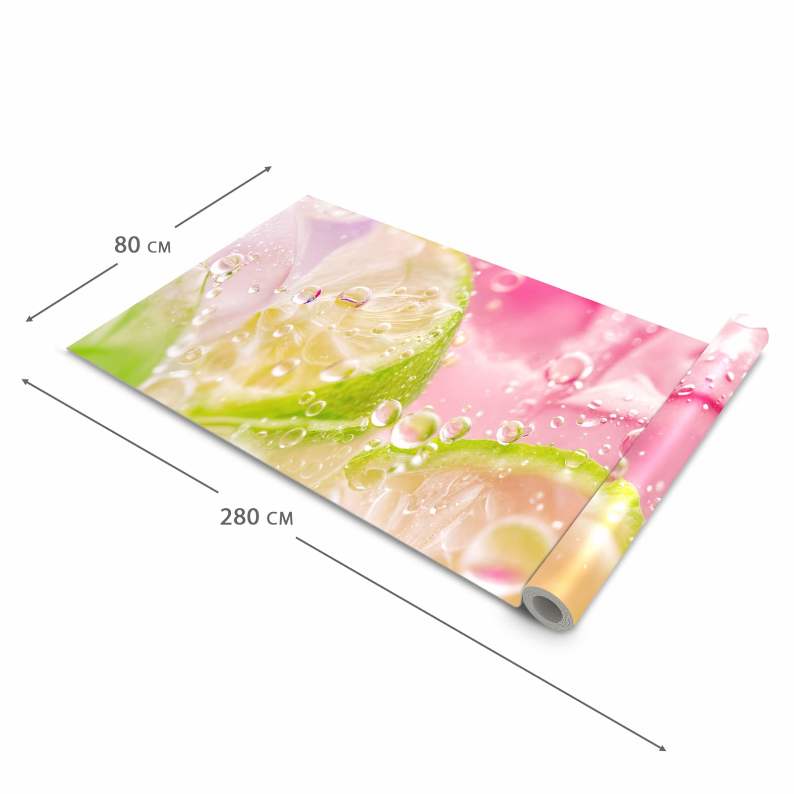 Dünner Küchenteppich mit Motiv Limetten Spritzer in der Grösse 60x90 cm - angenehme Haptik