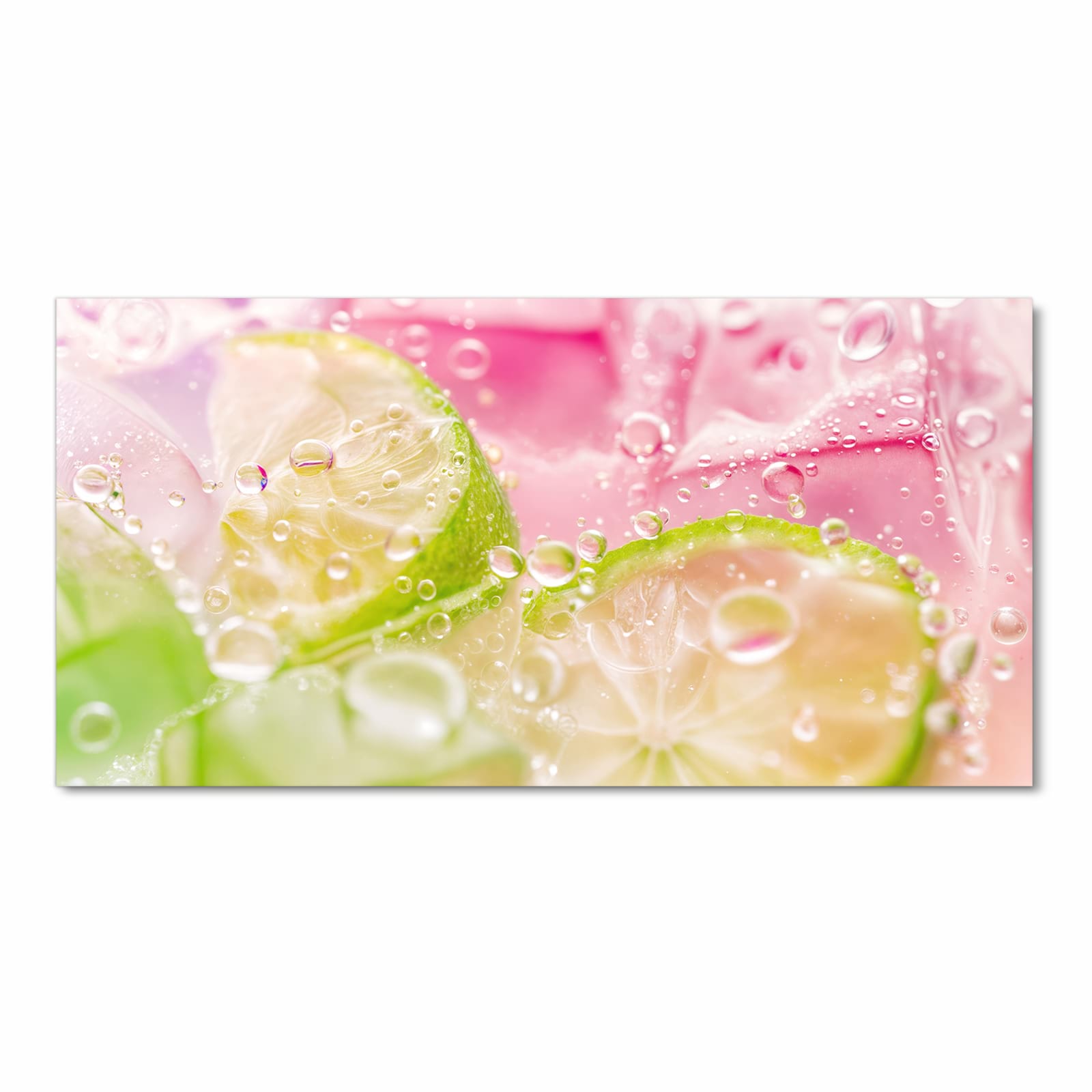 Strapazierfähiger dünner Küchenteppich mit Motiv Limetten Spritzer in Frontansicht