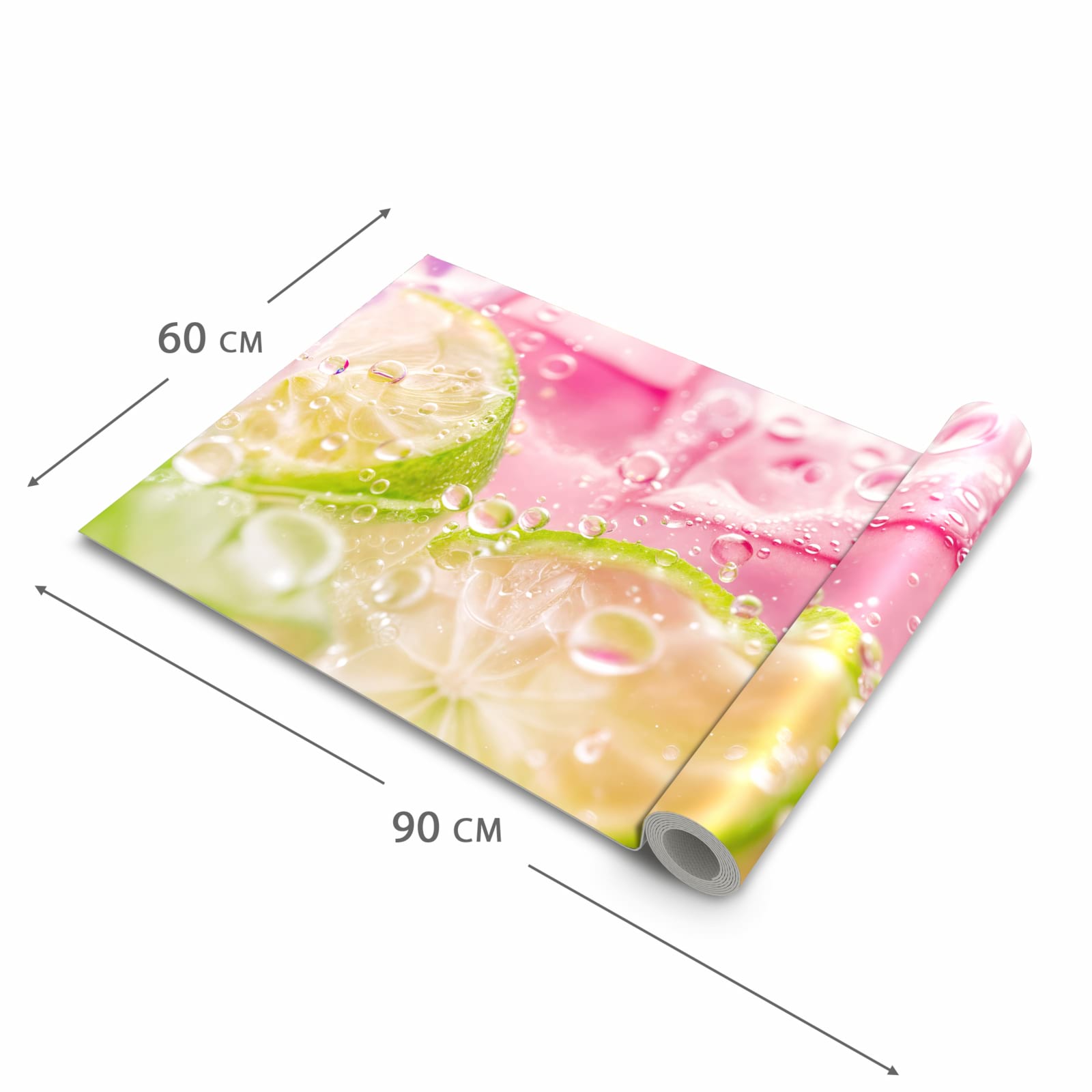 Komfortabler langer Teppich mit Motiv Limetten Spritzer in der Grösse 60x90 cm