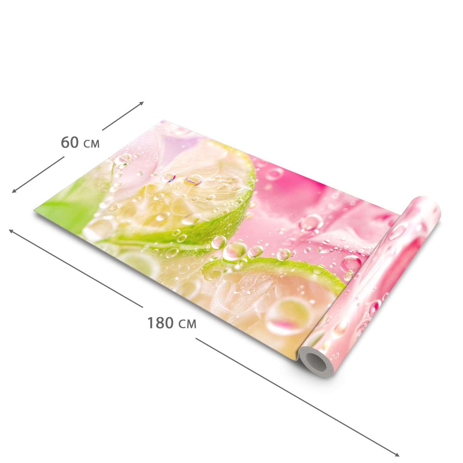 Geruchsneutraler Küchenläufer mit Motiv Limetten Spritzer in der Grösse 60x90 cm