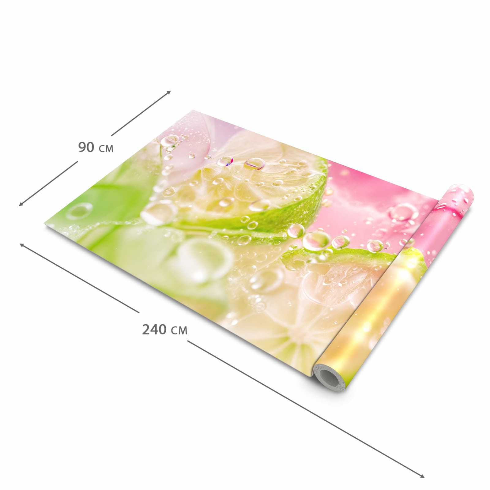 Waschbarer Teppich fürs Esszimmer mit Motiv Limetten Spritzer in der Größe 60x90 cm