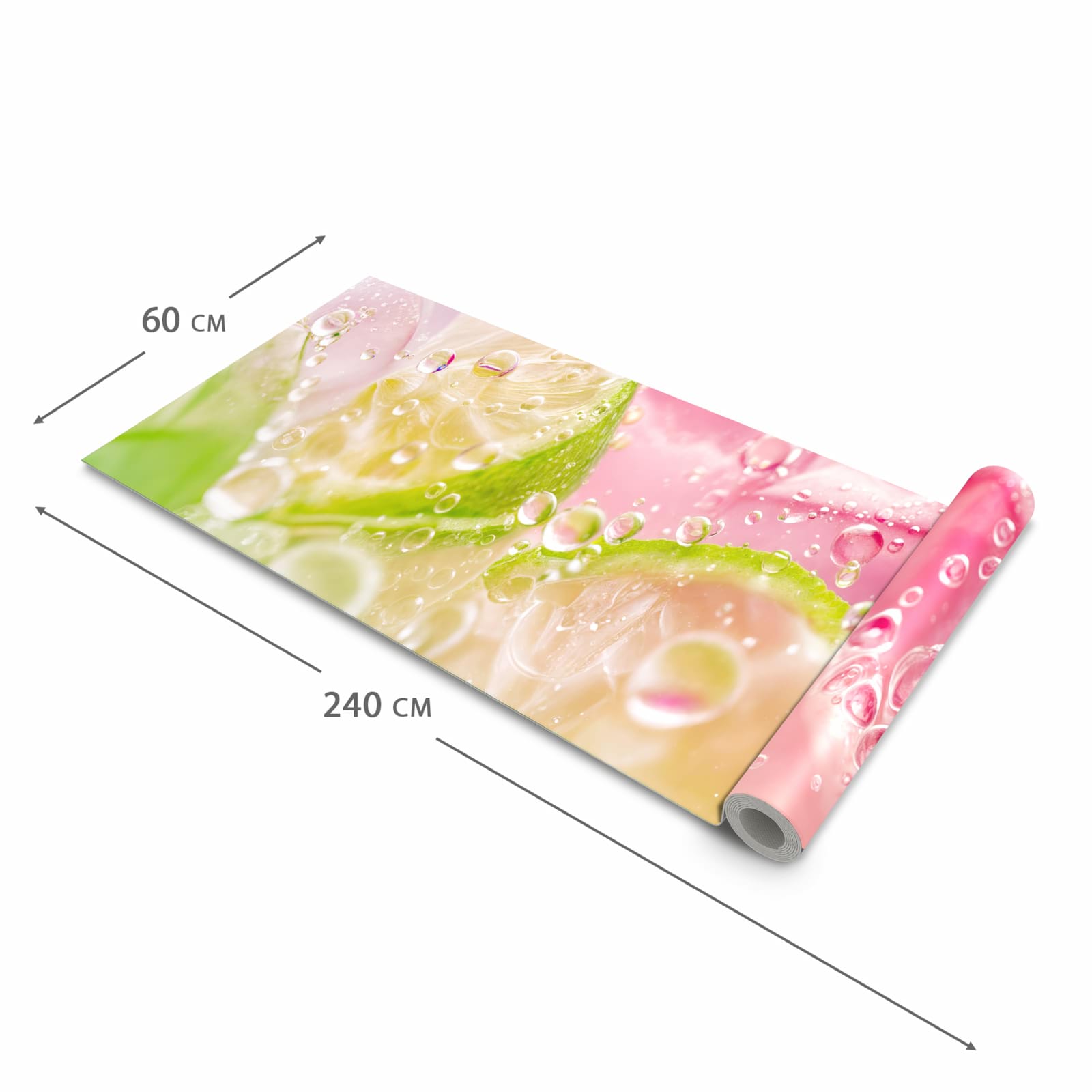 Langlebiger Teppichläufer für die Küche mit Motiv Limetten Spritzer in der Grösse 60x90 cm